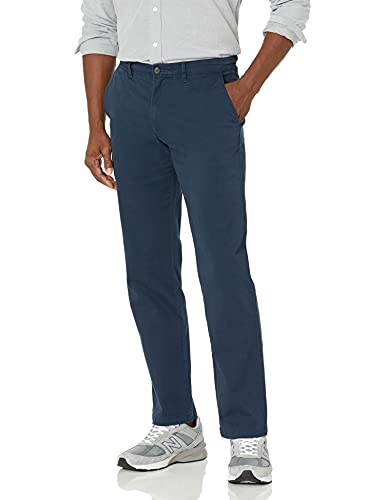 Amazon Essentials Herren Legere Stretch-Chinohose mit gerader Passform, Dunkles Marineblau, 33W / 34L von Amazon Essentials