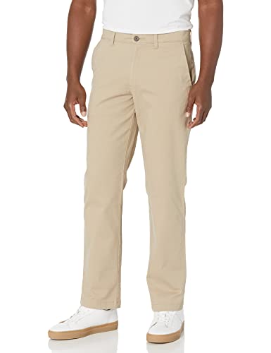 Amazon Essentials Herren Legere Stretch-Chinohose mit gerader Passform, Bräunen, 33W / 32L von Amazon Essentials