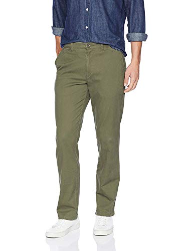 Amazon Essentials Herren Legere Stretch-Chinohose mit gerader Passform, Olivgrün, 34W / 32L von Amazon Essentials