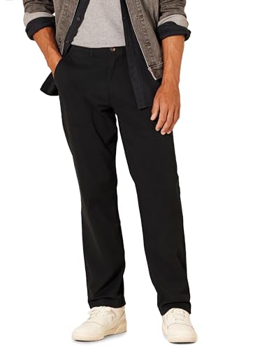 Amazon Essentials Herren Legere Stretch-Chinohose mit klassischer Passform, Schwarz, 38W / 34L von Amazon Essentials