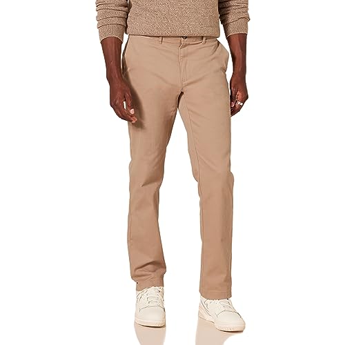 Amazon Essentials Herren Legere Stretch-Chinohose mit schmaler Passform, Dunkles Khakibraun, 36W / 31L von Amazon Essentials