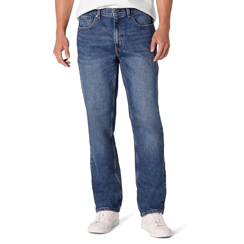 Amazon Essentials Herren Leicht elastische Straight Fit-Jeans, Stone Mittlere Waschung, 34W / 28L von Amazon Essentials