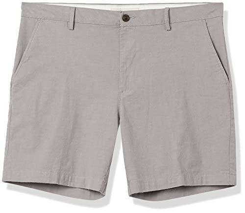 Amazon Essentials Herren Leichte Komfort-Stretch-Oxford-Shorts mit enger Passform (zuvor Goodthreads) 18 cm lang, Hellgrau, 36W von Amazon Essentials