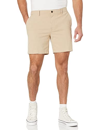 Amazon Essentials Herren Leichte Komfort-Stretch-Oxford-Shorts mit enger Passform (zuvor Goodthreads) 18 cm lang, Khakibraun, 30W von Amazon Essentials