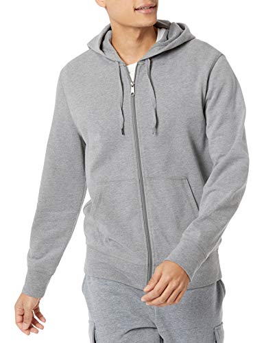 Amazon Essentials Herren Leichter French-Terry-Hoodie Mit Durchgehendem Reißverschluss Und Bequemer Passform, Dunkelgrau Meliert, XL von Amazon Essentials
