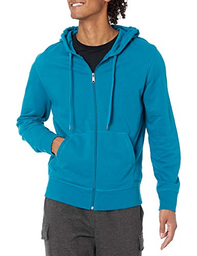 Amazon Essentials Herren Leichter French-Terry-Hoodie Mit Durchgehendem Reißverschluss Und Bequemer Passform, Grünblau, L von Amazon Essentials