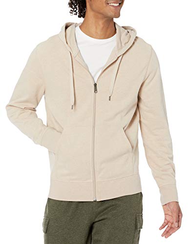 Amazon Essentials Herren Leichter French-Terry-Hoodie Mit Durchgehendem Reißverschluss Und Bequemer Passform, Haferbeige Meliert, XL von Amazon Essentials