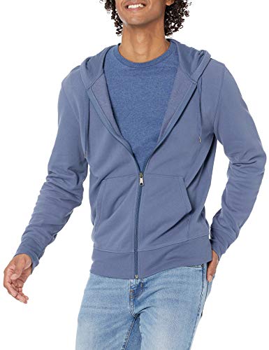Amazon Essentials Herren Leichter French-Terry-Hoodie Mit Durchgehendem Reißverschluss Und Bequemer Passform, Indigo, L von Amazon Essentials