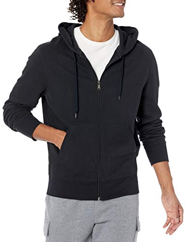 Amazon Essentials Herren Leichter French-Terry-Kapuzenpulli mit durchgehendem Reißverschluss, Schwarz, XL von Amazon Essentials