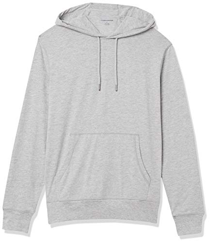 Amazon Essentials Herren Leichter Kapuzenpullover aus Jersey, Grau Meliert, XS von Amazon Essentials