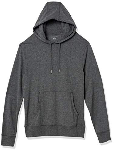 Amazon Essentials Herren Leichter Kapuzenpullover aus Jersey, Kohlegrau Meliert, XS von Amazon Essentials