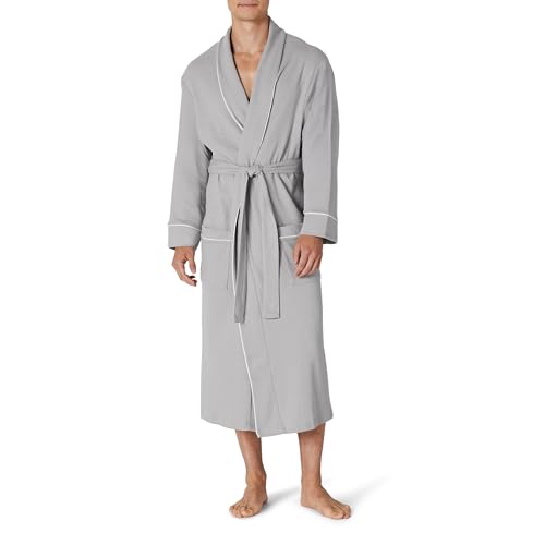 Amazon Essentials Herren Leichter Waffel-Bademantel (Erhältlich In Den Größen Schwer Und Groß), Hellgrau, 3XL Große Größen von Amazon Essentials