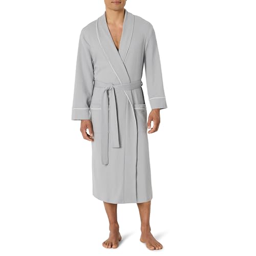 Amazon Essentials Herren Leichter Waffel-Bademantel (Erhältlich In Den Größen Schwer Und Groß), Hellgrau, XXL Große Größen von Amazon Essentials