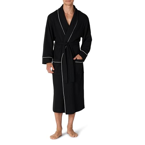 Amazon Essentials Herren Leichter Waffel-Bademantel (Erhältlich In Den Größen Schwer Und Groß), Schwarz, 6XL Große Größen von Amazon Essentials