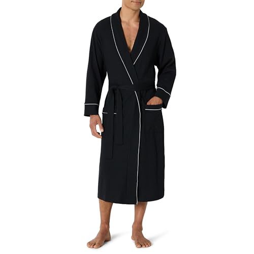 Amazon Essentials Herren Leichter Waffel-Bademantel (Erhältlich In Den Größen Schwer Und Groß), Schwarz, 6XL Große Größen von Amazon Essentials