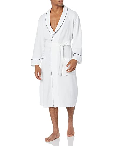 Amazon Essentials Herren Leichter Waffel-Bademantel (Erhältlich In Den Größen Schwer Und Groß), Weiß, 5XL Große Größen von Amazon Essentials