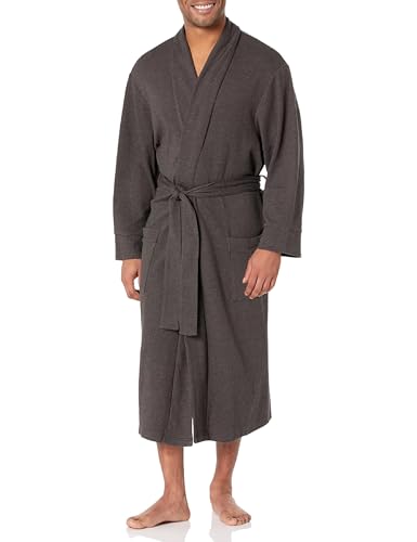 Amazon Essentials Herren Leichter Waffelpiqué-Bademantel (erhältlich in Big & Tall), Dunkelgrau Meliert, XL-XXL von Amazon Essentials