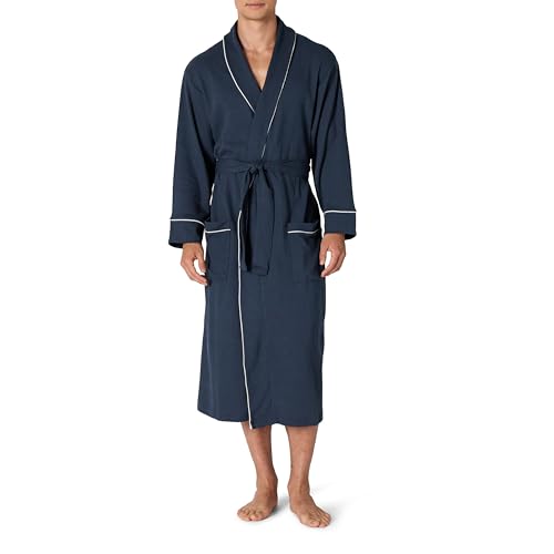Amazon Essentials Herren Leichter Waffel-Bademantel (Erhältlich In Den Größen Schwer Und Groß), Marineblau, XXL Große Größen von Amazon Essentials
