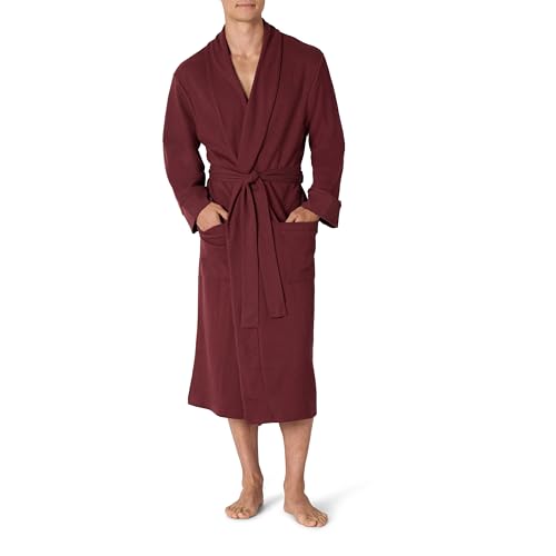 Amazon Essentials Herren Leichter Waffel-Bademantel (Erhältlich In Den Größen Schwer Und Groß), Sattes Burgunderrot, 3XL Große Größen von Amazon Essentials