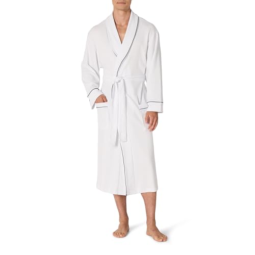 Amazon Essentials Herren Leichter Waffel-Bademantel (Erhältlich In Den Größen Schwer Und Groß), Weiß, 6XL Große Größen von Amazon Essentials