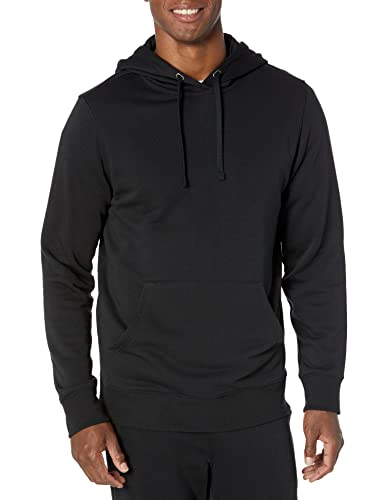 Amazon Essentials Herren Leichter langärmeliger Kapuzenpullover aus French Terry, Schwarz, XXL von Amazon Essentials