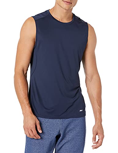 Amazon Essentials Herren Leichtes, Ärmelloses Muskelshirt Aus Schnelltrocknendem Funktionsstretch, Marineblau, S von Amazon Essentials
