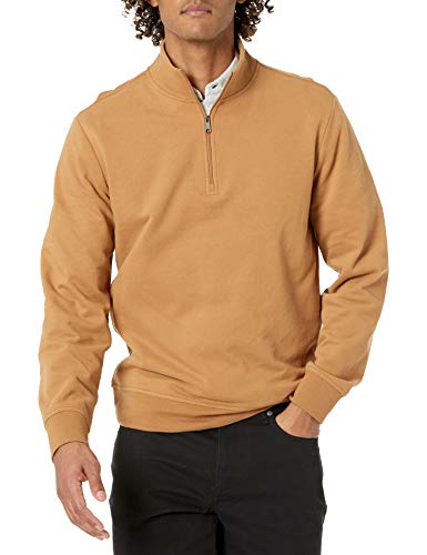 Amazon Essentials Herren Leichtes French-Terry-Sweatshirt mit Viertelreißverschluss, Bräunen, M von Amazon Essentials
