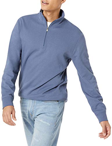 Amazon Essentials Herren Leichtes French-Terry-Sweatshirt mit Viertelreißverschluss, Indigo, XS von Amazon Essentials
