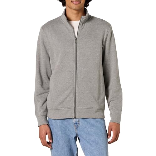 Amazon Essentials Herren Leichtes French-Terry-Sweatshirt mit durchgehendem Reißverschluss, Dunkelgrau Meliert, L von Amazon Essentials