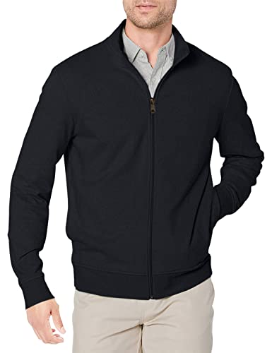 Amazon Essentials Herren Leichtes French-Terry-Sweatshirt mit durchgehendem Reißverschluss, Schwarz, L von Amazon Essentials