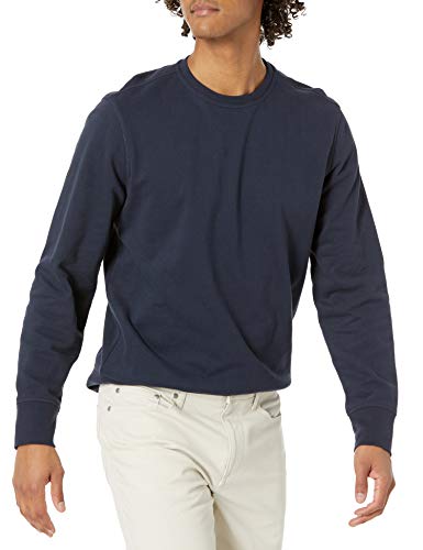 Amazon Essentials Herren Leichtes Langarm-Sweatshirt Aus Frottee Mit Rundhalsausschnitt, Dunkles Marineblau, S von Amazon Essentials