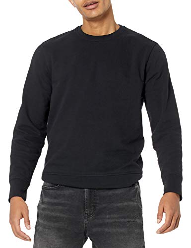 Amazon Essentials Herren Leichtes Langarm-Sweatshirt Aus Frottee Mit Rundhalsausschnitt, Schwarz, S von Amazon Essentials