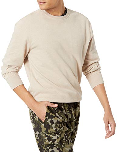 Amazon Essentials Herren Leichtes Sweatshirt aus French Terry mit Rundhalsausschnitt, Haferbeige Meliert, M von Amazon Essentials