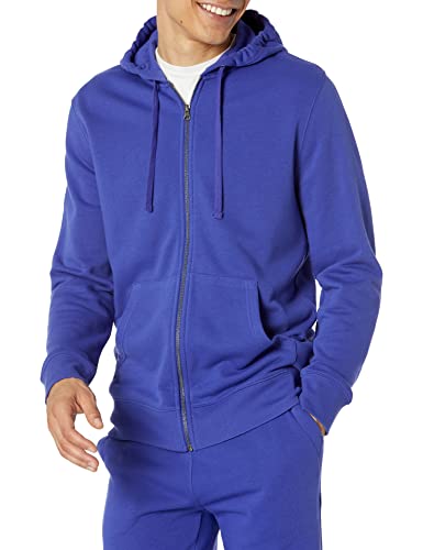 Amazon Essentials Herren Leichtes langärmeliges Frottee-Sweatshirt mit Kapuze und Reißverschluss (erhältlich in Big & Tall), Königsblau, M von Amazon Essentials