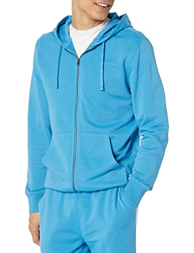 Amazon Essentials Herren Leichtes langärmeliges Frottee-Sweatshirt mit Kapuze und Reißverschluss (erhältlich in Big & Tall), Türkisblau, S von Amazon Essentials