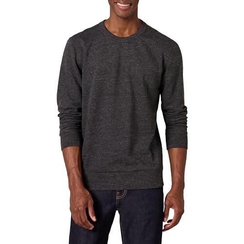 Amazon Essentials Herren Leichtes langärmeliges Frottee-Sweatshirt mit Rundhalsausschnitt (erhältlich in Big & Tall), Dunkelgrau Meliert, 6XL Große Größen Tall von Amazon Essentials