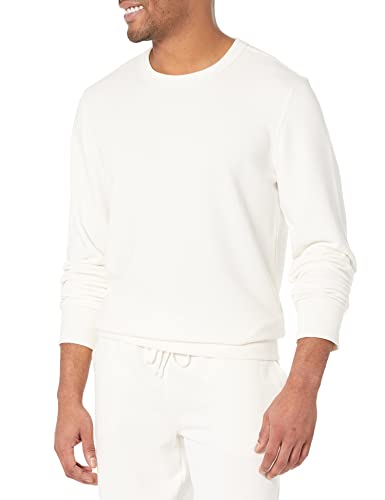Amazon Essentials Herren Leichtes langärmeliges Frottee-Sweatshirt mit Rundhalsausschnitt (erhältlich in Big & Tall), Eierschalenweiß, M von Amazon Essentials