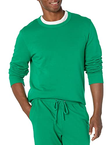 Amazon Essentials Herren Leichtes langärmeliges Frottee-Sweatshirt mit Rundhalsausschnitt (erhältlich in Big & Tall), Grün, L von Amazon Essentials