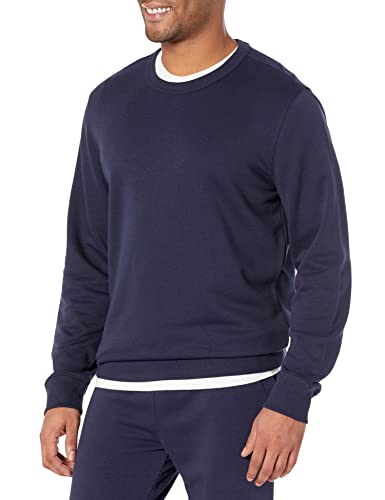Amazon Essentials Herren Leichtes langärmeliges Frottee-Sweatshirt mit Rundhalsausschnitt (erhältlich in Big & Tall), Marineblau, XL von Amazon Essentials