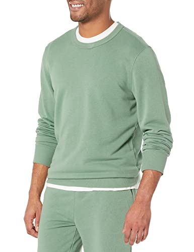 Amazon Essentials Herren Leichtes langärmeliges Frottee-Sweatshirt mit Rundhalsausschnitt (erhältlich in Big & Tall), Salbeigrün, L von Amazon Essentials