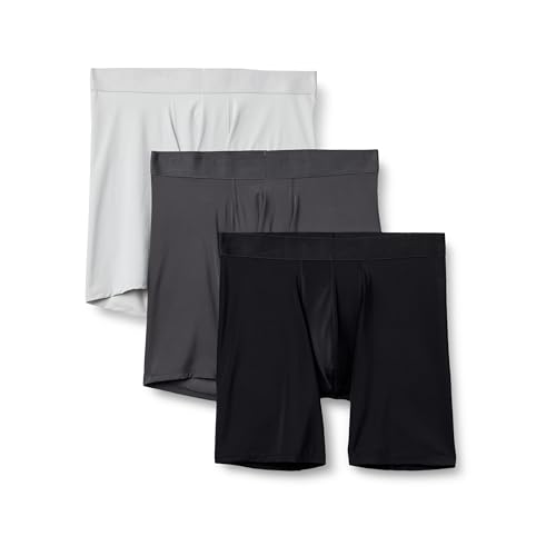 Amazon Essentials Herren Boxershorts aus Mikrofaser Unterwäsche, 3er-Pack, Dunkelgrau Grau/Hellgrau/Schwarz, M von Amazon Essentials