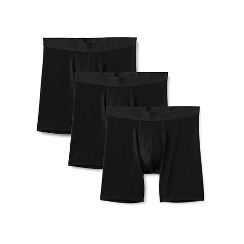 Amazon Essentials Herren Boxershorts aus Mikrofaser Unterwäsche, 3er-Pack, Schwarz, XXL von Amazon Essentials