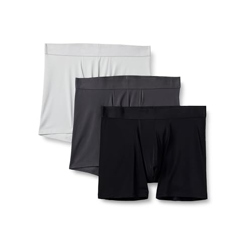 Amazon Essentials Herren Boxershorts aus Mikrofaser Unterwäsche, 3er-Pack, Dunkelgrau Grau/Hellgrau/Schwarz, XXS von Amazon Essentials