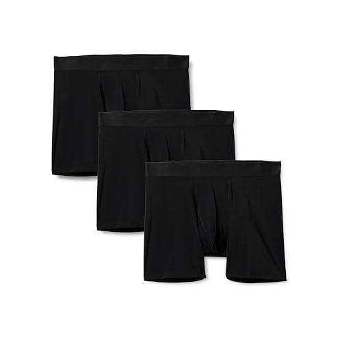 Amazon Essentials Herren Boxershorts aus Mikrofaser Unterwäsche, 3er-Pack, Schwarz, L von Amazon Essentials