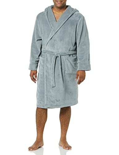 Amazon Essentials Herren Mittellanger Bademantel Plüsch, Grau, XL-XXL von Amazon Essentials