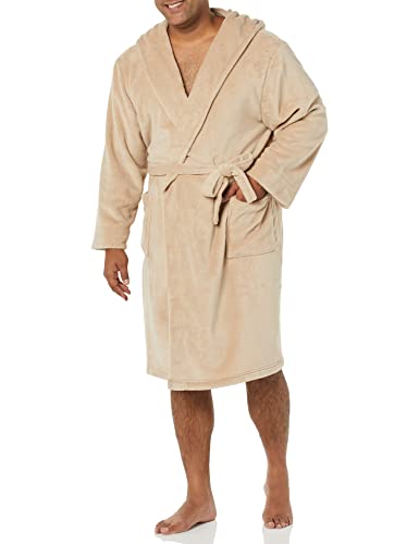 Amazon Essentials Herren Mittellanger Bademantel Plüsch, Taupe, M-L von Amazon Essentials