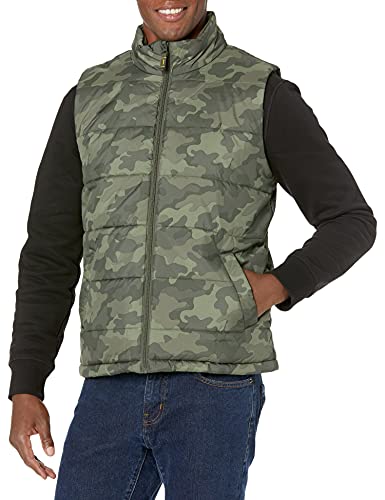 Amazon Essentials Herren Mittelschwere Isolierte Daunenweste Mit Fleecefutter, Armeegrün Tarnmuster, XXL von Amazon Essentials