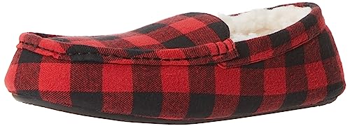 Amazon Essentials Herren Mokassin-Pantoffel, Rot Schwarz Buffalo Karos, 43 EU von Amazon Essentials