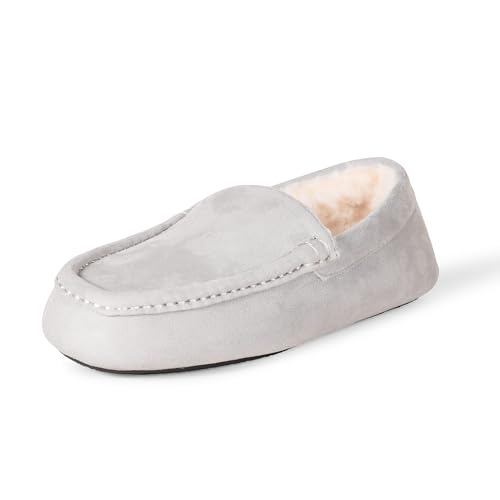 Amazon Essentials Herren Mokassin-Pantoffeln Aus Mikro-Veloursleder, Grau Mikro Wildleder, 47 EU von Amazon Essentials