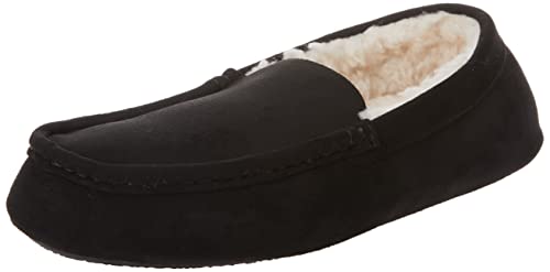 Amazon Essentials Herren Mokassin-Pantoffeln Aus Mikro-Veloursleder, Schwarz Mikro Wildleder, 44 EU von Amazon Essentials